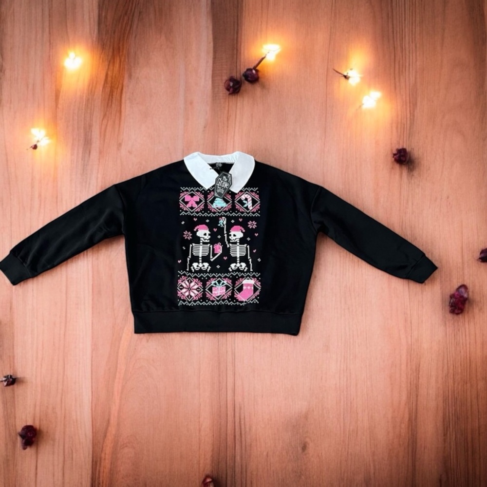 GOTHIC XMAS SKELETON SWEATER – THE GRAVE GIRLS SIZE M GOTHIC XMAS SKELETON